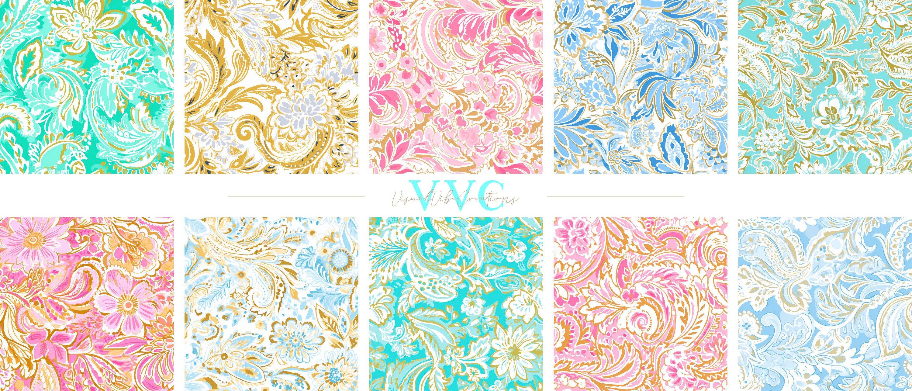 Preppy Inspired Luxe Paisley Digital Paper, 10 Seamless Patterns for ...