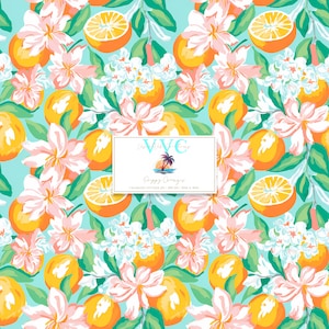 Preppy Oranges Digital Paper, 1 modello senza soluzione di continuità per carta da scrapbooking - download immediato, spiaggia, estate, agrumi, Florida, frutta arancione
