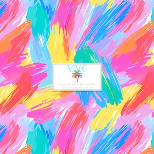 May include: A seamless pattern featuring abstract brushstrokes in bright colors like pink, blue, yellow, and green. The pattern is perfect for creating a fun and vibrant look for any project.