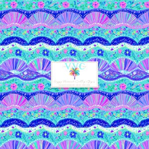 Preppy Mermaid Scallop Stripes, 1 Seamless Pattern, Coastal Pastel Ocean Stripe Design, Feminine Summer Background