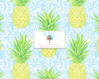 Preppy Pineapple Paradise Digital Paper, 1 Seamless Pattern for Scrapbook Paper-Instant Download, summer pattern, pineapple print