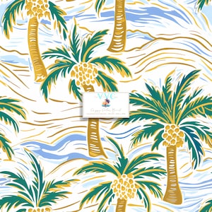 Preppy Palm Beach Digitales Papier, 1 nahtlose Muster für Scrapbook Papier, Strand, Sommer, Palme, Florida, Palmen, Sommer