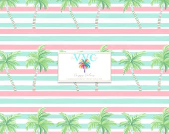 Preppy Palms Digital Paper, 1 Seamless Pattern for Scrapbook Paper-Instant Download,  palm tree pattern, seamless beach, striped pattern