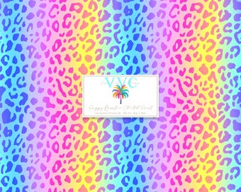 Carta digitale con stampa ghepardo arcobaleno preppy, 1 modello senza soluzione di continuità per album di ritagli stampabili - Download immediato, motivo vivace, animale, leopardo