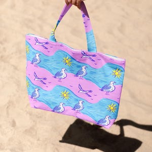 Preppy Sun and Surf, 1 Seamless Pattern With Seagulls, Ocean Waves ...