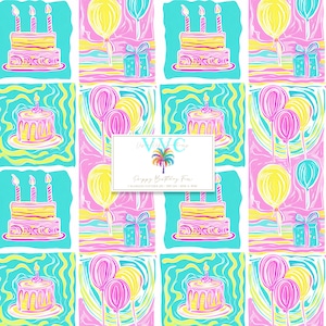 Preppy Birthday Fun Digital Paper, 1 Seamless Pattern for Printable Scrapbook Paper - Instant Download, seamless party, happy birthday print