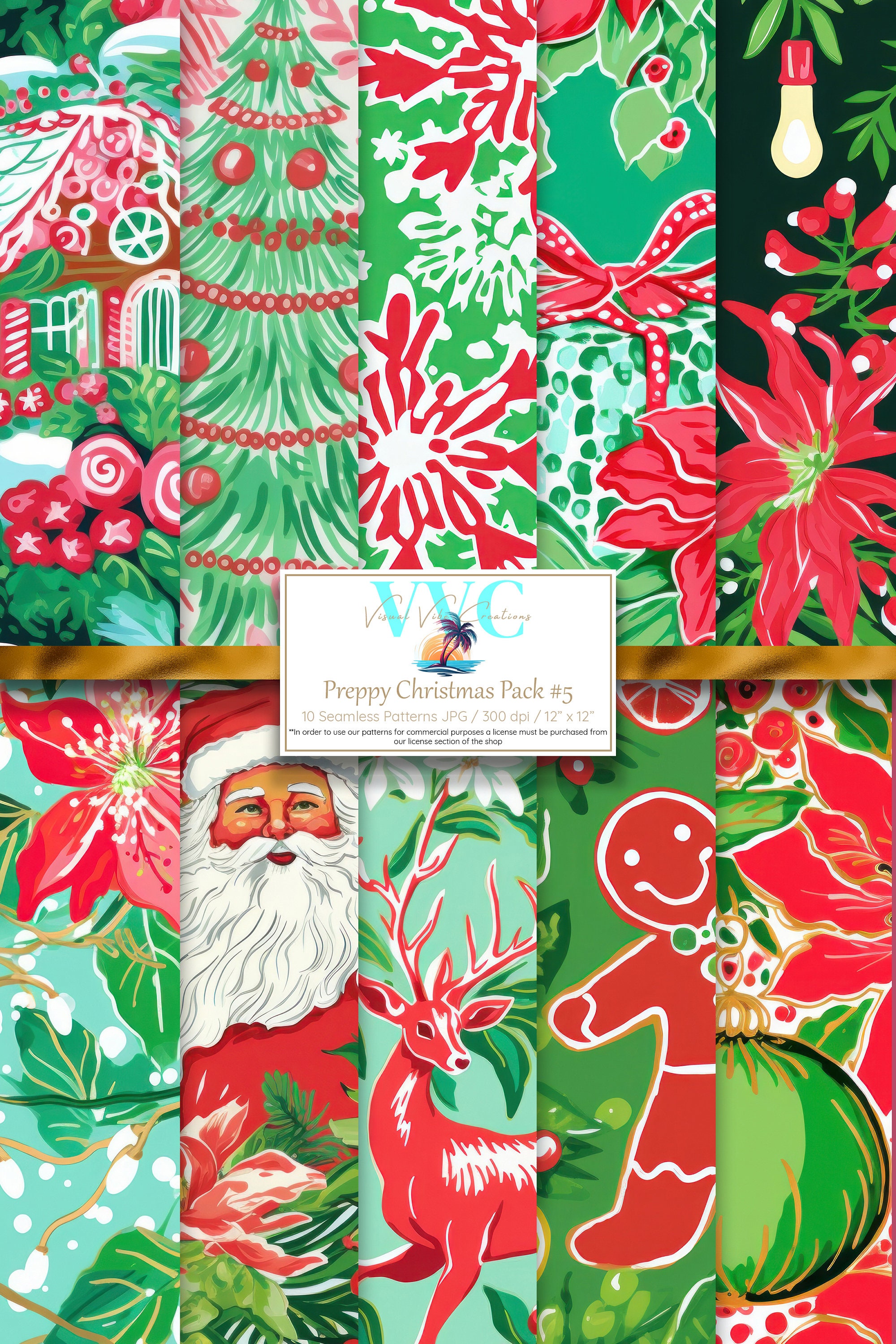 16 Preppy Christmas Seamless Patterns Graphic by BLDGtheBrand