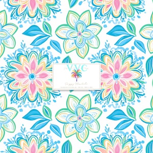 Preppy Mandala, digitales Papier, 1 nahtlose Muster für Scrapbook Papier, Sofort Download, Mandala Muster, Pastell Mandala, Mandala Hintergrund