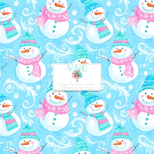 Sorrisos de boneco de neve elegantes, 1 padrão sem costura, design de inverno em tons pastel, bonecos de neve fofos de Natal, download digital, impressão festiva de feriado