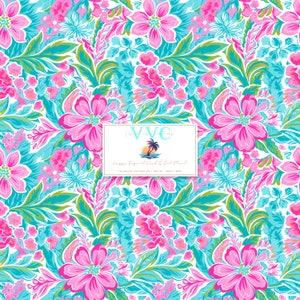 Adrettes tropisches rosa & türkises Blumen digital Papier, 1 nahtloses tropisches Muster für druckbares Scrapbookpapier - sofortiger Download