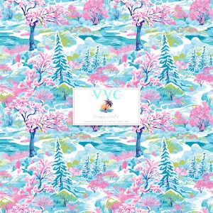 Preppy Winter Digital Paper, 1 Seamless Pattern for Scrapbook Paper-Instant Download, snow, christmas, christmas tree, merry christmas