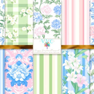 Papier numérique BCBG grand millénaire, 10 modèles sans couture pour papier de scrapbooking imprimable - téléchargement immédiat, grand millénaire sans couture
