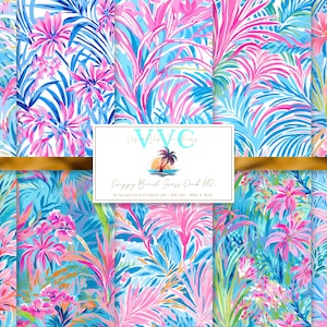 Preppy Beach Grass Pack #2 Digital Paper, 10 Seamless Patterns for Printable Scrapbook Paper - Instant Download, sea grass, ocean, floral