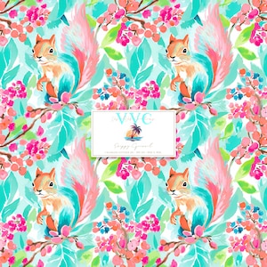 Papier numérique écureuil BCBG, 1 modèle sans couture pour papier de scrapbooking imprimable - téléchargement immédiat, forêt, arbre, nature, automne, automne