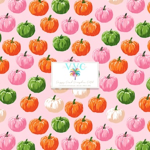 Preppy Pink Pumpkin Patch, 1 Seamless Pattern, Fall Pumpkin Print, Autumn Fabric Design, Preppy Boutique Pattern, Cute Seasonal Print