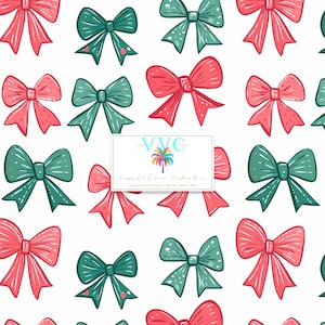 Preppy Red & Green Christmas Bows Digital Paper, 1 Seamless Pattern for Scrapbook Paper, Instant Download, coquette background