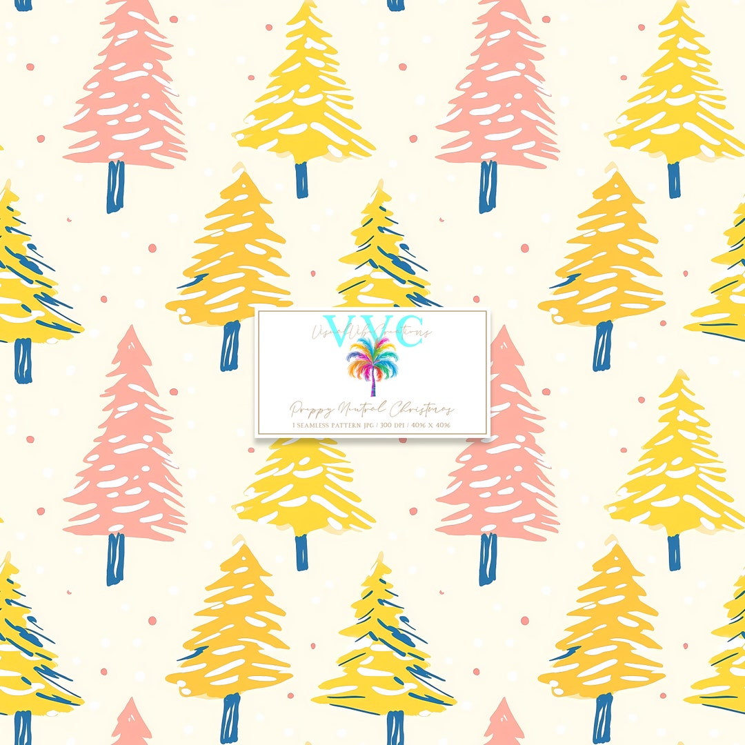 Preppy Neutral Christmas Trees Digital Paper, 1 Seamless Pattern for ...