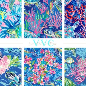 Preppy Sea Turtle Digital Paper, 10 Seamless Beach Patterns for ...