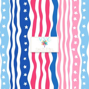 Papier numérique Preppy Stars & Stripes, 1 modèle sans couture pour papier de scrapbooking - téléchargement immédiat, impression rayures patriotiques 4 juillet