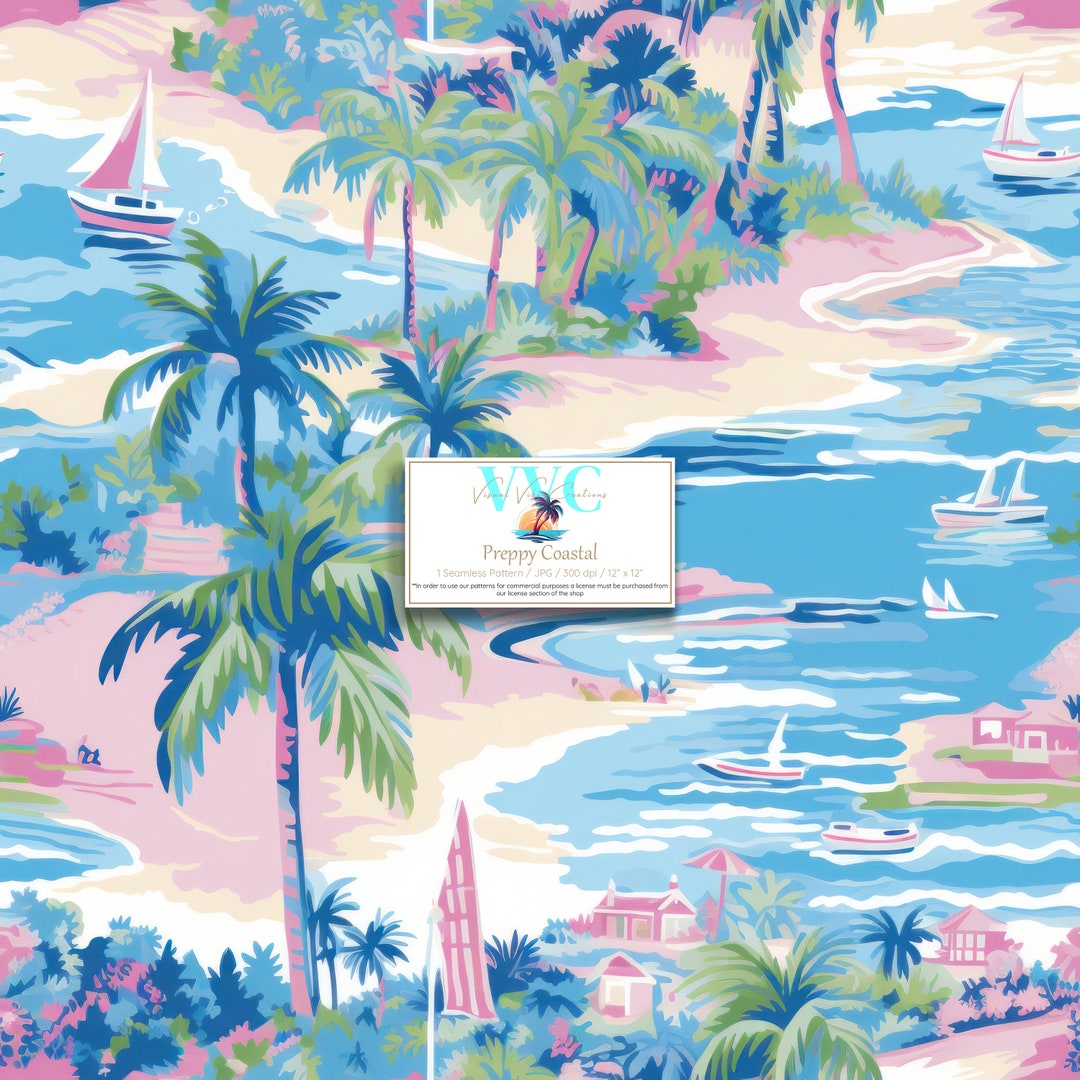 Preppy Coastal Digital Paper 1 Seamless Pattern for Scrapbook - Etsy