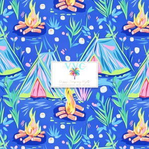 Papel digital Preppy Camping Nights, 1 padrão perfeito para papel de scrapbook para impressão - Download instantâneo, diversão na fogueira e aventuras ao ar livre