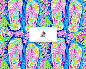 Preppy Flip-Flops Digital Paper, 1 Seamless Tropical Pattern for Printable Scrapbook Paper, Instant Download, sandals, beach pattern, summer
