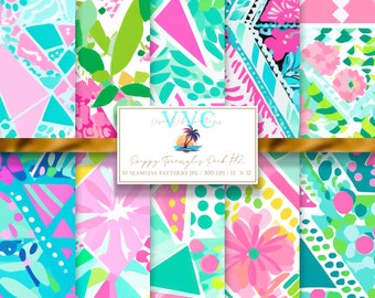 Triangles preppy Pack #2 papier numérique, 10 modèles sans couture pour papier de scrapbooking imprimable - téléchargement immédiat, géométrique, diamant, abstrait