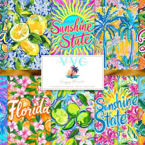 Florida, Palmen, Palmen, Digitales Papier, 10 nahtlose Muster, zum ausdrucken, für Scrapbook, Papier, etc