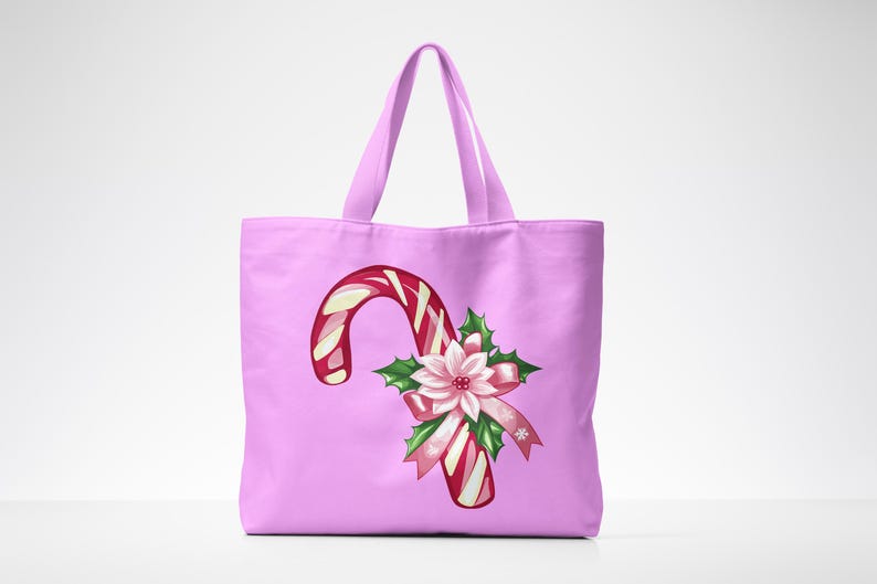 Preppy Candy Cane Clip Art Transparent Background in PNG Vibrant, Merry