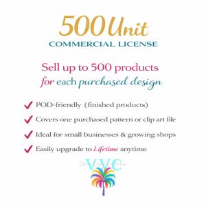 500 Unit Commercial License for Small Businesses, Print on Demand & Handmade Product Sales