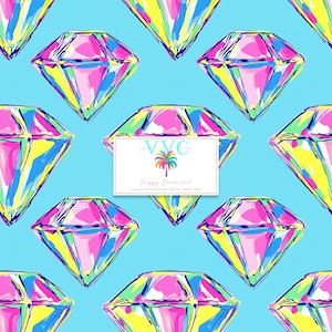 Preppy Diamond Digital Paper, 1 Seamless Pattern for Printable Scrapbook - Instant Download, vibrant, crystal diamond pattern, diamonds, gem