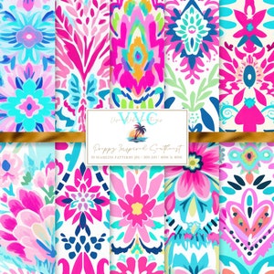 Papier numérique du sud-ouest d'inspiration preppy, 10 modèles sans couture pour papier de scrapbooking imprimable - téléchargement immédiat, bohème, western