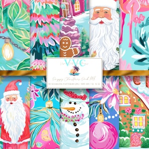 Preppy Christmas Pack #8 Cyfrowy papier, 10 bezszwowych wzorów na papier do scrapbookingu - natychmiastowe pobranie, zima, śnieg, święta