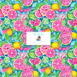 Preppy Mixed Fruit Digital Papier, 1 nahtlose Muster für Printable Scrapbook Papier - Instant Download, Zitrone, Kirsche, Grapefruit, Limette