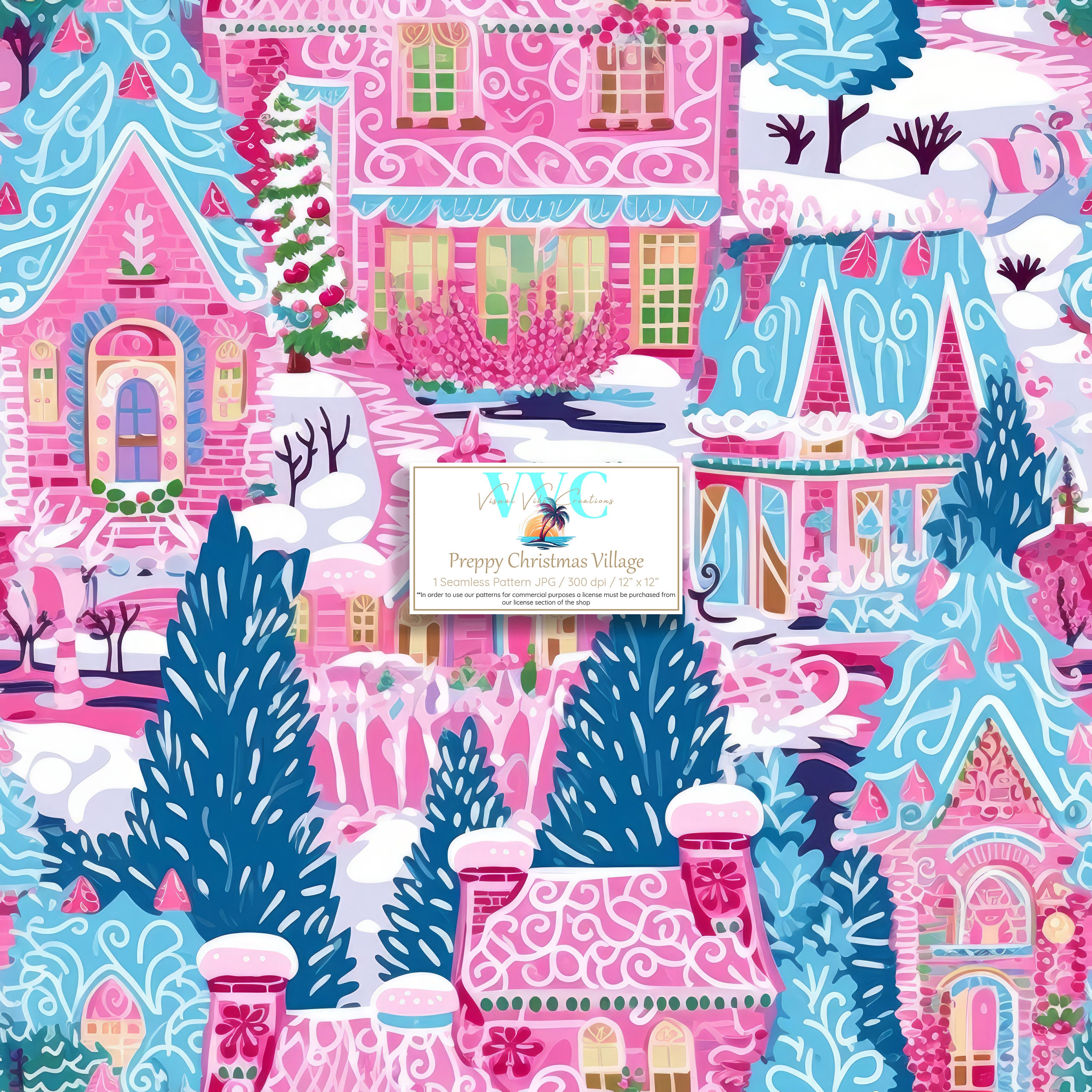 Preppy Christmas Fabric, Wallpaper and Home Decor