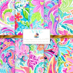 Preppy Inspiriert Paisley Pack #3 digitales Papier, 10 nahtlose Muster für druckbares Scrapbook-Papier - sofortiger Download, lebendig