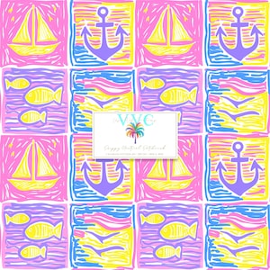 Preppy Nautical Patchwork Digital Paper, 1 Seamless Pattern for Printable Scrapbook Paper - Instant Download, ocean patterns for crafts