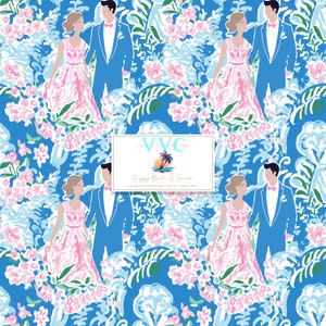 Preppy Bride & Groom Digital Paper, 1 bezszwowy wzór na papier do scrapbookingu - natychmiastowe pobranie, ślub, bal maturalny, taniec, para