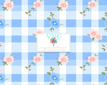 Preppy Grandmillennial Digitales Papier, 1 digitales Muster für Scrapbook Papier Sofort Download, grand millennial, Gingham Muster
