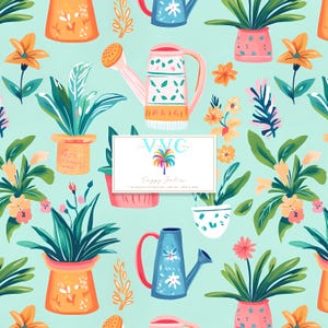 Papel digital Preppy Garden, 1 patrón sin costuras para papel de álbum de recortes: descarga instantánea, patrón de primavera, jardinería sin costuras