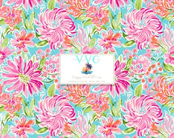 Papel digital de flores rosas preppy, 1 patrón sin costuras para álbumes de recortes, descarga instantánea, patrón de primavera, patrón floral, margarita sin costuras