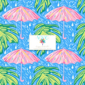 Preppy paraplu digitaal papier, 1 naadloos patroon voor afdrukbaar plakboekpapier - direct downloaden, patroon april, lentepatroon