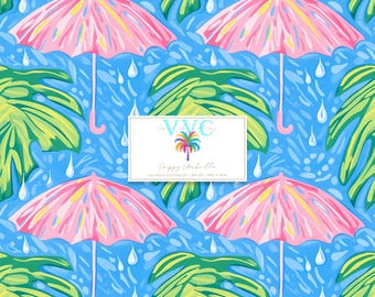Preppy Umbrella Digital Paper, 1 Seamless Pattern for Printable Scrapbook Paper - Instant Download, april showers pattern, spring pattern