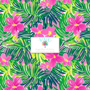Preppy Tropical Garden Digital Paper, 1 Seamless Pattern for Printable Scrapbook Paper Instant Download, flower, floral, beach vacation