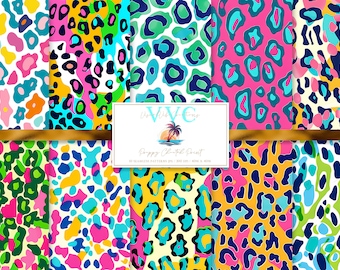 Papel digital com estampa de chita elegante, 10 padrões perfeitos para papel de scrapbook para impressão - Download instantâneo, estampa animal, estampa de leopardo