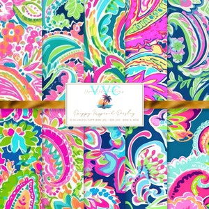 Preppy Inspiriert Paisley Digital Papier, 10 bunte Muster zum ausdrucken, Scrapbook Papier - Instant Download