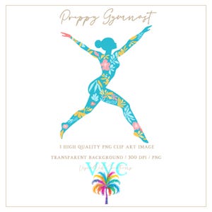 Preppy Gymnast Clip Art - transparent background in PNG - gymnast silhouette, sports silhouette, sport clipart, preppy gymnast image