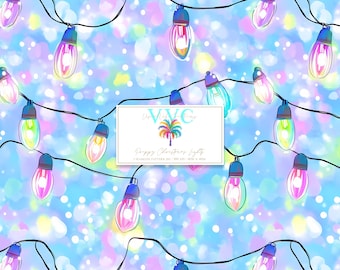 Preppy Christmas Lights Digital Paper, 1 Seamless Pattern for Scrapbook Paper, Instant Download, merry christmas, winter pattern, snow