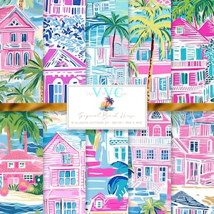 Tropisches Strandhaus Digital Papier, 10 nahtlose Adretter Strand Muster für Printable Scrapbook Papier - Instant Download, Insel