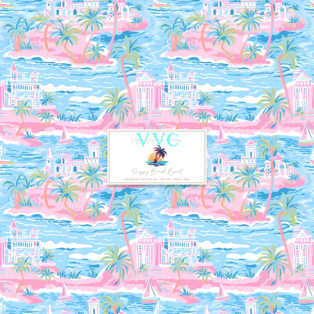 Preppy Beach Resort Digital Paper, 1 Seamless Pattern for Scrapbook ...